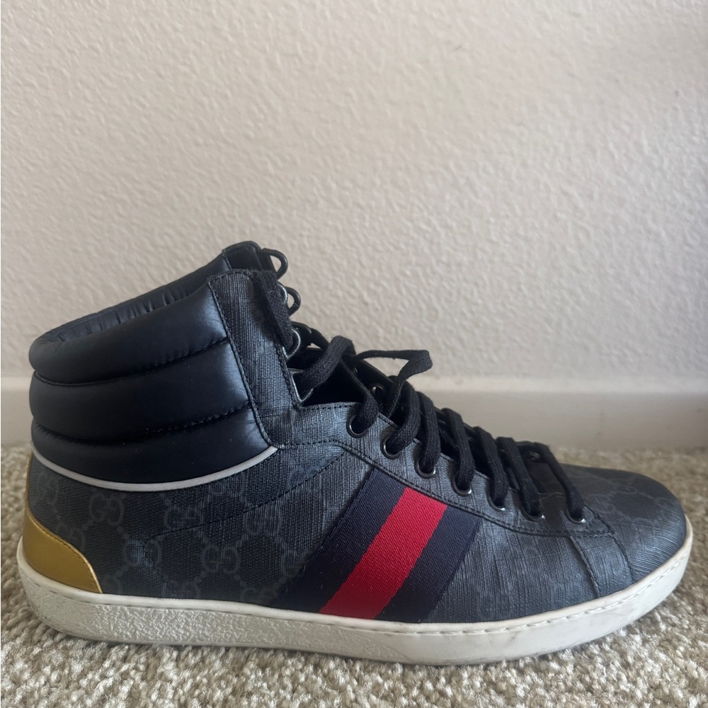 Gucci Black and Red Sneakers with Signature Design